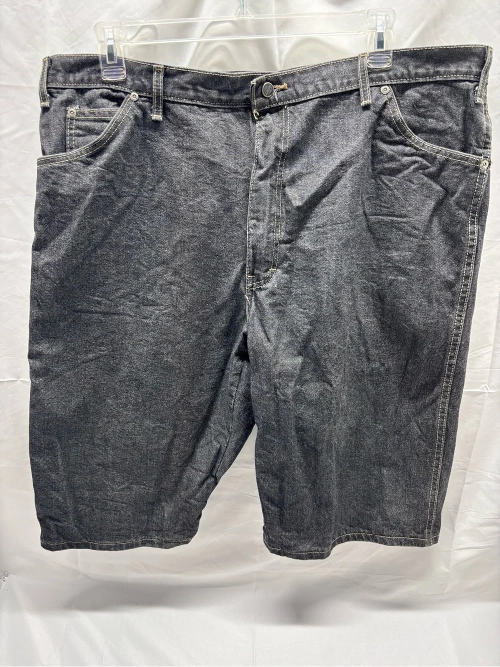 Dickies Sz 42 Mens Loose Baggy Black Denim Jean Shorts Grunge Skater Carpenter